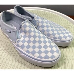 Vans Off the Wall‎ Women's Blue&White Checkerboard Slip-On  Skater Shoes Sz.9
